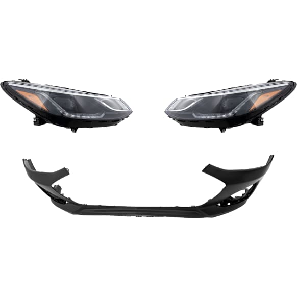 3-Piece Kit Driver and Passenger Side Headlight, Includes (2) Headlight and (1) Bumper Cover