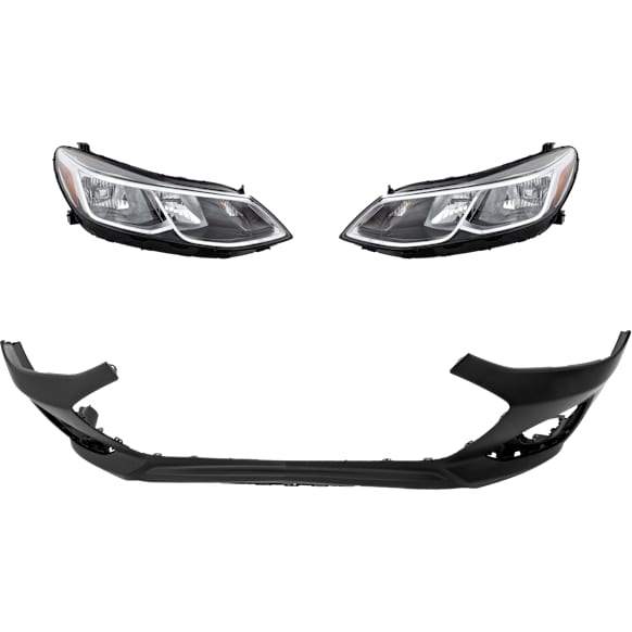 3-Piece Kit Driver and Passenger Side Headlight, Includes (2) Headlight and (1) Bumper Cover
