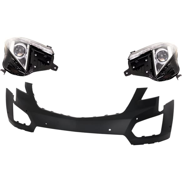 3-Piece Kit Driver and Passenger Side Headlight, Includes (2) Headlight and (1) Bumper Cover