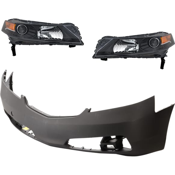 3-Piece Kit Driver and Passenger Side HID/Xenon Headlight, Without bulb(s), OE Replacement Includes (2) Headlight and (1) Bumper Cover