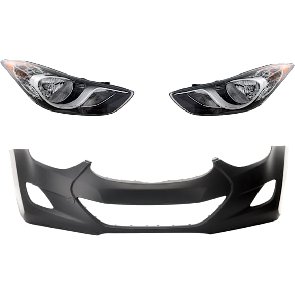 3-Piece Kit Driver and Passenger Side Headlight, Includes (2) Headlight and (1) Bumper Cover
