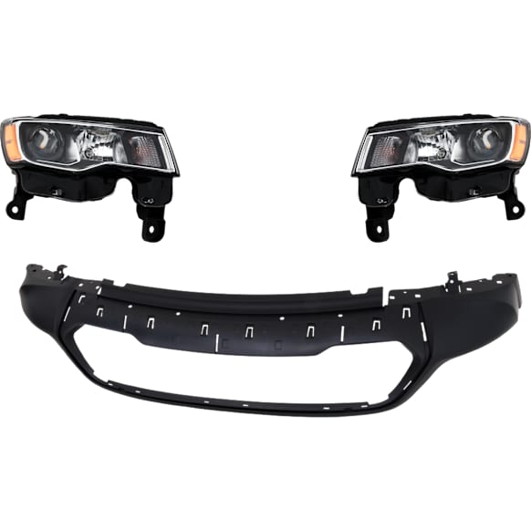 3-Piece Kit Driver and Passenger Side Headlight, Includes (2) Headlight and (1) Bumper Cover
