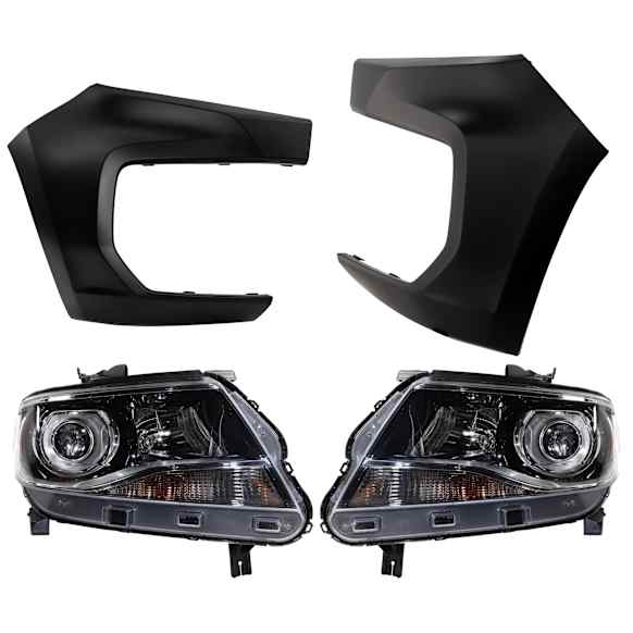 4-Piece Kit Driver and Passenger Side Headlight, Includes (2) Bumper Cover and (2) Headlight