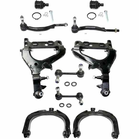 10-Piece Kit Front, Driver and Passenger Side, Upper and Lower Control Arm Kit, Includes (2) Ball Joint, (4) Control Arm, (2) Sway Bar Link, and (2) Tie Rod End