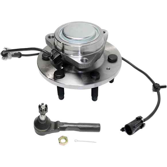 2-Piece Kit Front Wheel Hub, 6 Lugs, With Bearing, With Sensor, RWD, Includes (1) Wheel Hub and (1) Tie Rod End