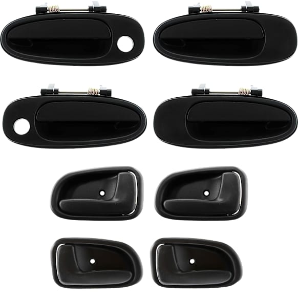 1993-1997 Toyota Corolla - 8-Piece Kit Front or Rear, Driver and Passenger Side Textured Black Exterior Door Handle, Includes (4) Exterior Door Handle and (4) Interior Door Handle