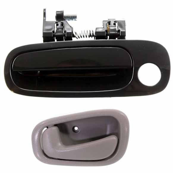 2-Piece Kit Front, Driver Side, Inner and Outer Exterior Door Handle Kit, Smooth Black, With Key Hole, Includes (1) Exterior Door Handle and (1) Interior Door Handle