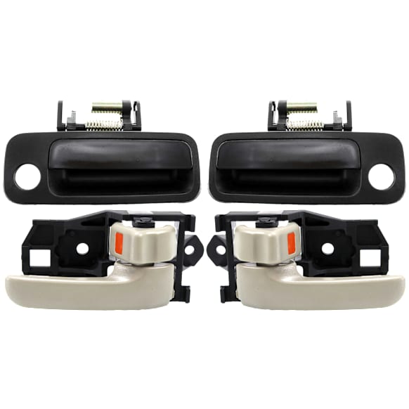 1997 Toyota Camry - 4-Piece Kit Front, Driver and Passenger Side Smooth Black Exterior Door Handle, With Key Hole, USA Built Vehicle, Sedan,  Includes (2) Exterior Door Handle and (2) Interior Door Handle