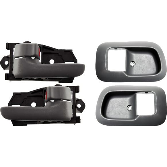 4-Piece Kit Front, Driver and Passenger Side Interior Door Handle, Gray, With door lock button, Mini Passenger Van, Includes (2) Door Handle Trim and (2) Interior Door Handle