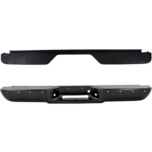 1989 Chevrolet C2500 - 2-Piece Kit Step Bumper, For Models With Impact Strip Holes, Powdercoated Black, Face Bar Only; With pad provision, Without mounting bracket(s),  Includes (1) Bumper Step Pad and (1) Step Bumper