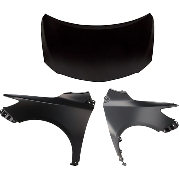 2011 Toyota Corolla - 3-Piece Kit Factory Style Hood, Japan Built Vehicle, Steel, Primed, CAPA Certified  Includes (2) Fender and (1) Hood