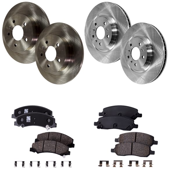 4-Wheel Set Front and Rear Brake Disc and Pad Kit, Plain Surface 5 Lugs Front-323.09 mm/Rear-292 mm Ceramic Pro-Line Series, Includes (4) Disc and (2) Pad Set