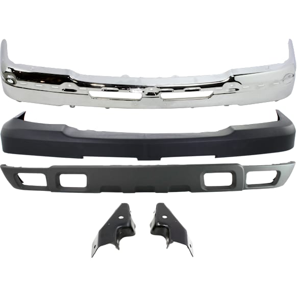 5-Piece Kit, Front, Upper Textured Bumper Cover, Includes (1) Bumper, (2) Bumper Bracket, (1) Bumper Cover, and (1) Valance