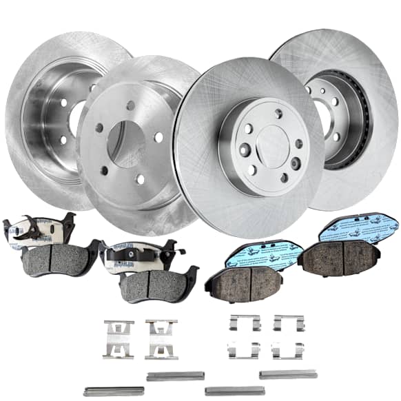 4-Wheel Set Front and Rear Brake Disc and Pad Kit, Plain Surface 5 Lugs Front-315.47 mm/Rear-284.99 mm Ceramic Pro-Line Series, Includes (4) Disc and (2) Pad Set