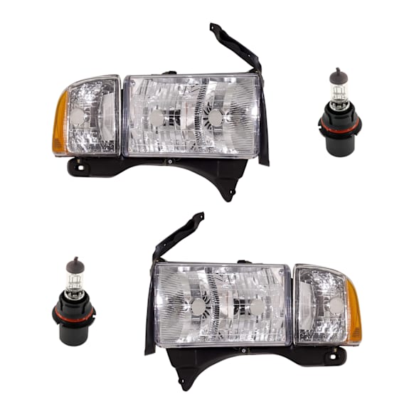 1999-2002 Dodge Ram 3500 - 4-Piece Kit Halogen Headlights, With bulb(s), Includes (2) Headlight and (2) Headlight Bulb