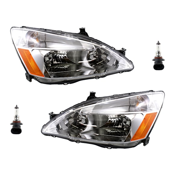 4-Piece Kit Halogen Headlights, With bulb(s), Includes (2) Headlight and (2) Headlight Bulb, CAPA Certified