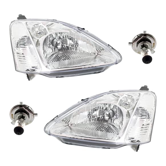 4-Piece Kit Halogen Headlights, With bulb(s), Hatchback, Includes (2) Headlight and (2) Headlight Bulb