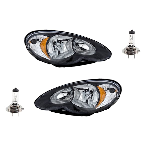 3-Piece Kit Driver and Passenger Side Halogen Headlight, With bulb(s), OE Replacement, Includes (1) Headlight and (2) Headlight Bulb