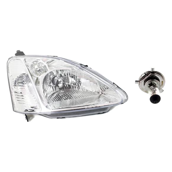 2-Piece Kit Halogen Headlights, With bulb(s), Hatchback, Includes (1) Headlight and (1) Headlight Bulb