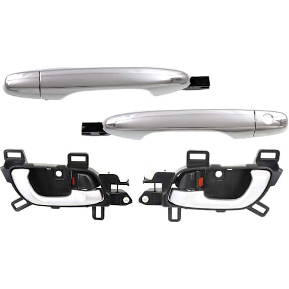 2012 Honda Civic - 4-Piece Kit Front, Driver and Passenger Side Chrome Exterior Door Handle, Exterior Front Driver Side - With Key Hole and Passenger Side - Without Key Hole; Interior Front Driver and Passenger Side - With Door Lock Button