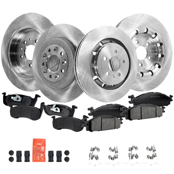 4-Wheel Set Front and Rear Brake Disc and Pad Kit, Plain Surface 5 Lugs Front-352.04 mm/Rear-329.95 mm Pro-Line Series, Includes (4) Disc and (2) Pad Set