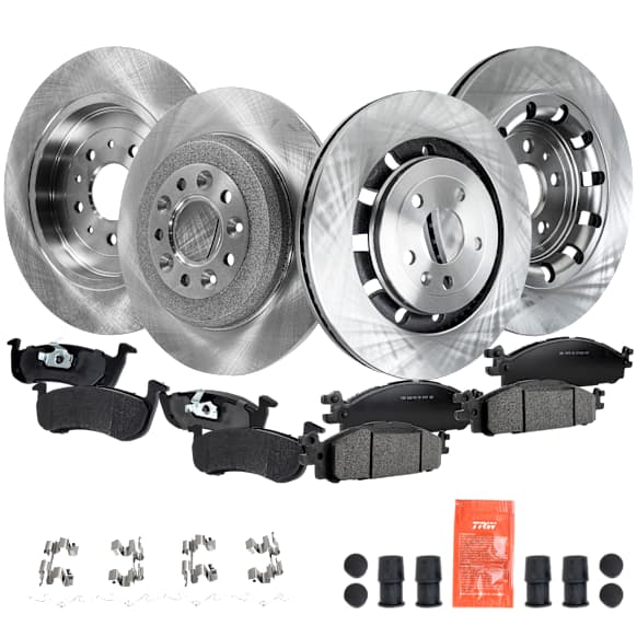 4-Wheel Set Front and Rear Brake Disc and Pad Kit, Plain Surface 5 Lugs Front-352.04 mm/Rear-329.95 mm Pro-Line Series, Includes (4) Disc and (2) Pad Set