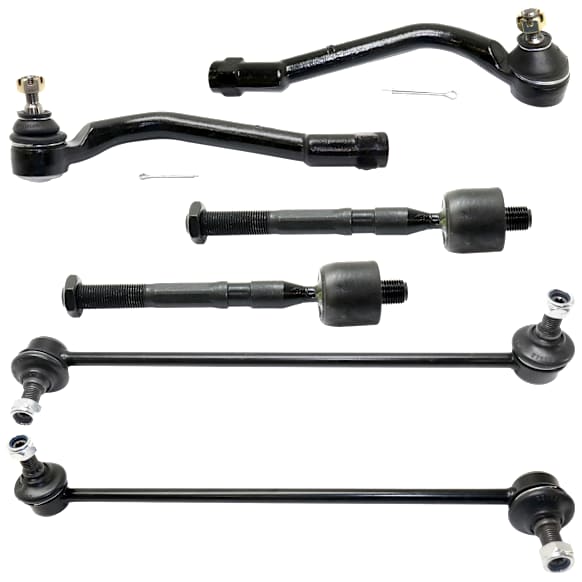 6-Piece Kit Front, Driver and Passenger Side Suspension Kit, Includes (2) Sway Bar Link and (4) Tie Rod End