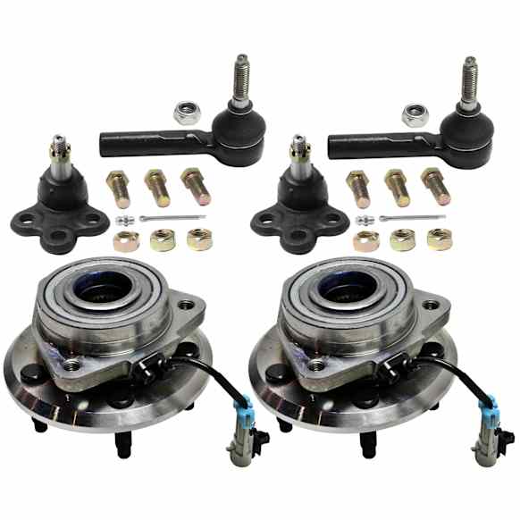 6-Piece Kit Front, Driver and Passenger Side Suspension Kit, Includes (2) Ball Joint, (2) Tie Rod End and (2) Wheel Hub