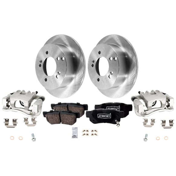 2-Wheel Set Rear Brake Kit With Calipers, Plain Surface 5 Lugs 261.87 mm Ceramic FWD, Includes (2) Caliper, (2) Disc, and (1) Pad Set