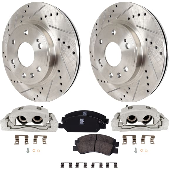2-Wheel Set Front, Driver and Passenger Side Brake Kit With Calipers, 329.95 mm, Includes (2) Caliper, (2) Disc, and (1) Pad Set