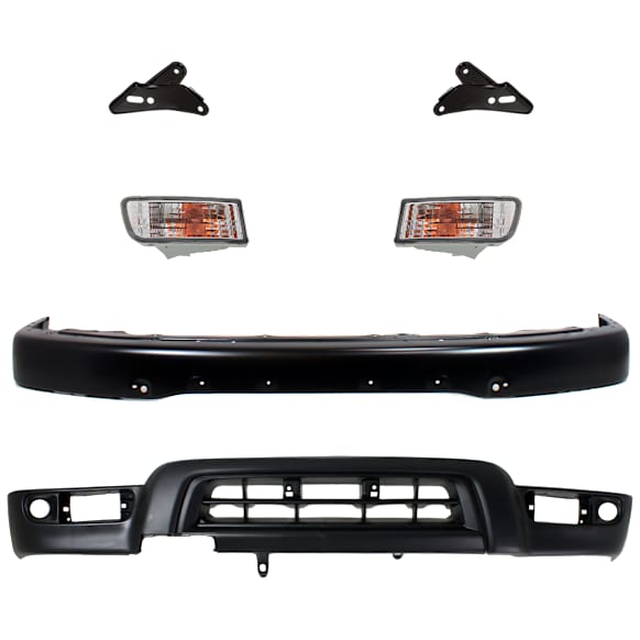 2001 Toyota 4Runner - 6-Piece Kit Front Valance, For Models With Fender Flares, Valance Panel, Primed, Sport Utility,  Includes (1) Bumper, (2) Bumper Bracket, (2) Turn Signal Light, and (1) Valance