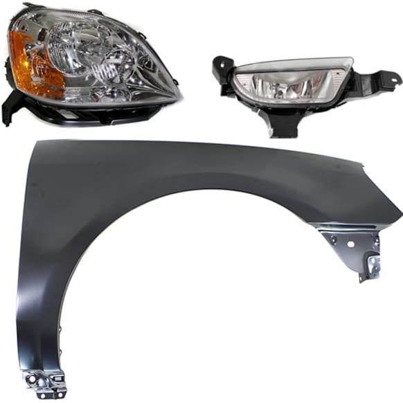 3-Piece Kit Passenger Side Halogen Headlight, With bulb(s), OE Replacement, Includes (1) Fender, (1) Fog Light and (1) Headlight