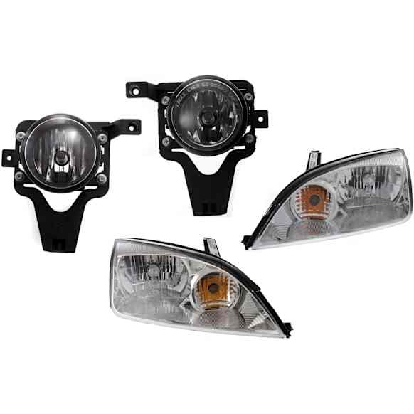 4-Piece Kit Driver and Passenger Side Halogen Headlight, With bulb(s), For Models Without Appearance Package, OE Replacement, Includes (2) Fog Light and (2) Headlight