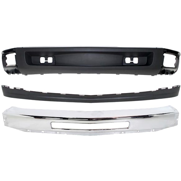 3-Piece Kit, Front Bumper, Chrome, Includes (1) Bumper and (2) Valance