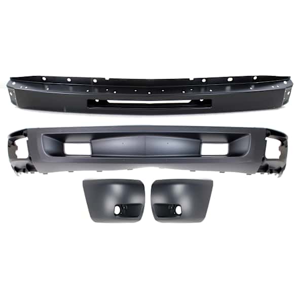 2009-2013 Chevrolet Silverado 1500 - 4-Piece Kit, Front Bumper, For Models With Fog Lights, For Models With Tow Hook Holes, Primed, Includes (1) Bumper, (2) Bumper End, and (1) Valance