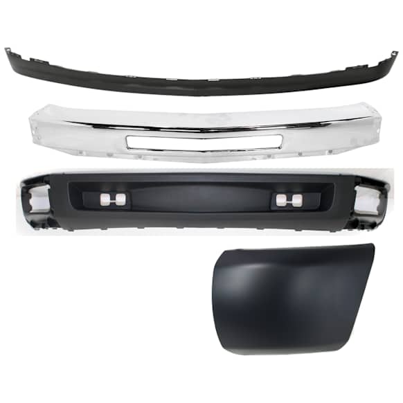 2010 Chevrolet Silverado 1500 - 4-Piece Kit Front Bumper, Chrome, Includes (1) Bumper, (1) Bumper End, and (2) Valance