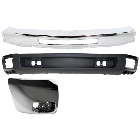 3-Piece Kit, Front Bumper, Chrome, Includes (1) Bumper, (1) Bumper End, and (1) Valance