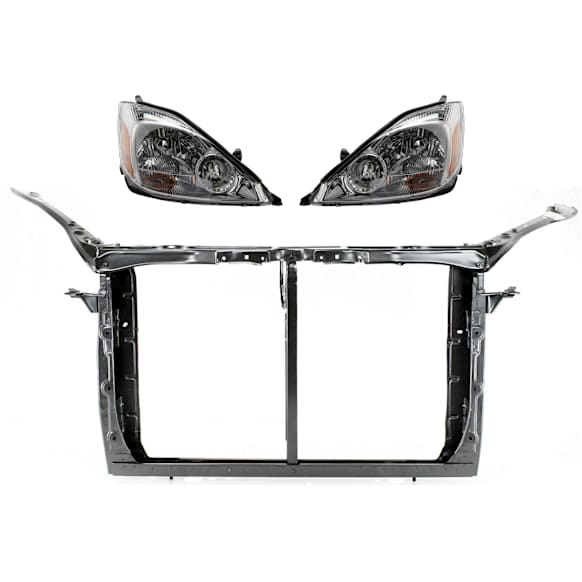 3-Piece Kit Radiator Support Assembly, 3.3L, 6Cyl Includes (2) Headlight and (1) Radiator Support