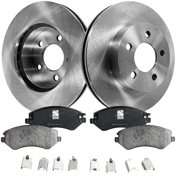 2-Wheel Set Front Brake Disc and Pad Kit, Plain Surface 5 Lugs 288.04 mm Ceramic Pro-Line Series, Includes (2) Brake Disc and (1) Brake Pad Set