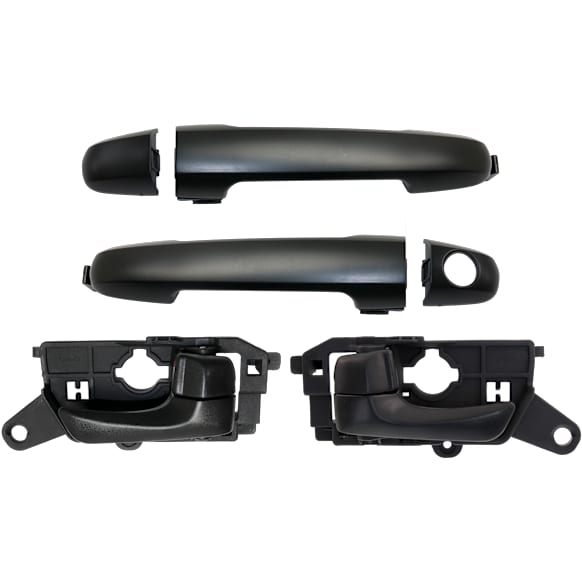 4-Piece Kit Front, Driver and Passenger Side Interior Door Handle, Textured Black, With door lock button, Includes (2) Exterior Door Handle and (2) Interior Door Handle