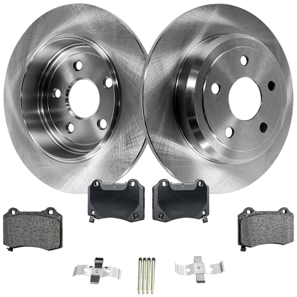 2-Wheel Set Rear Brake Disc and Pad Kit, Plain Surface 5 Lugs 329.95 mm Ceramic Pro-Line Series, Includes (1) Brake Pad Set and (2) Brake Disc