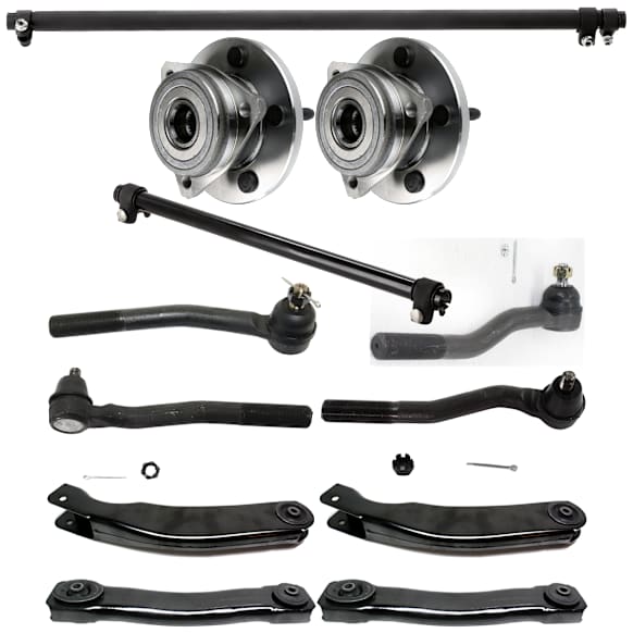 12-Piece Kit Front Suspension Kit, Includes (4) Control Arm, (2) Tie Rod Adjusting Sleeve, (4) Tie Rod End and (2) Wheel Hub