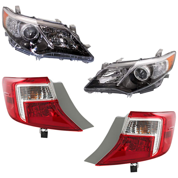 4-Piece Kit Driver and Passenger Side HID/Xenon Headlight, Without bulb(s), Mounts on Body, OE Replacement, Includes (2) Headlight and (2) Tail Light