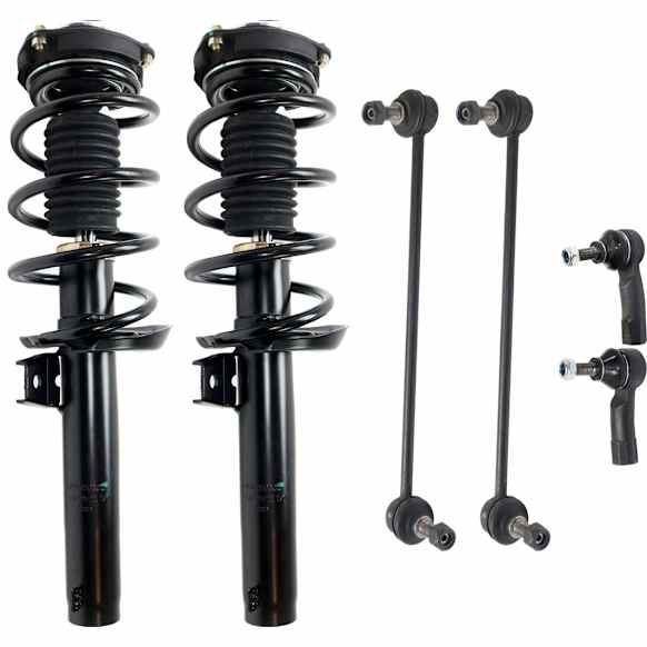 6-Piece Kit Front, Driver and Passenger Side Fully Loaded Strut, Includes (2) Loaded Strut, (2) Sway Bar Link, and (2) Tie Rod End