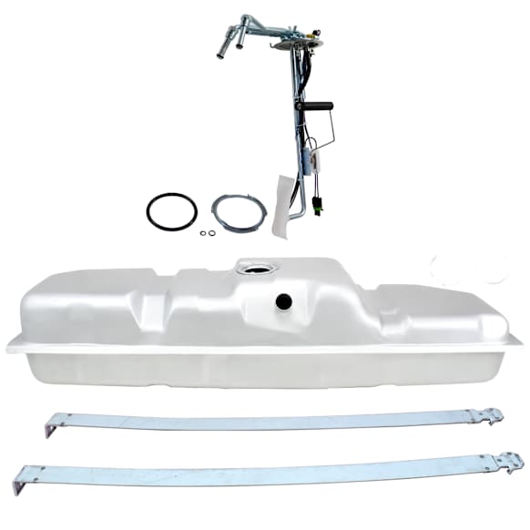 3-Piece Kit Galvanized Steel Fuel Tank, 34 gallons / 129 liters, Includes (1) Fuel Tank, (1) Fuel Sending Unit and (1) Fuel Tank Strap