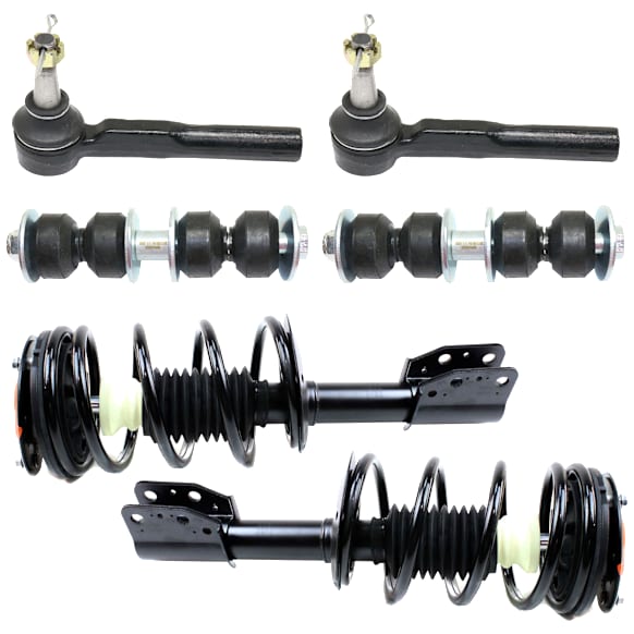 6-Piece Kit Front, Driver and Passenger Side Fully Loaded Strut, Includes (2) Tie Rod End, (2) Sway Bar Link and (2) Shock Absorber and Strut Assembly
