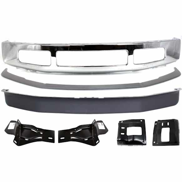2008 Ford F-250 Super Duty - 7-Piece Kit Front Bumper, Production Date From July 31 2007, Chrome, Includes (1) Bumper, (4) Bumper Bracket, (1) Bumper Trim, and (1) Valance