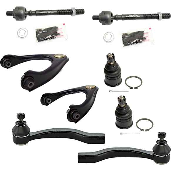 8-Piece Kit Front, Driver and Passenger Side, Upper Control Arm Kit, Includes (2) Ball Joint, (2) Control Arm, and (4) Tie Rod End