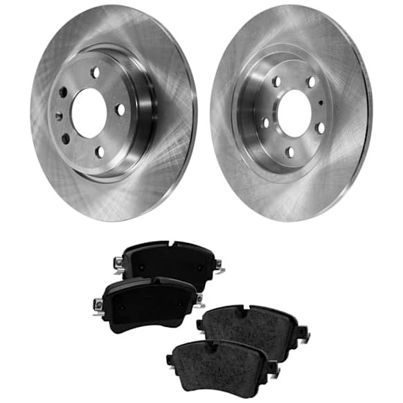 2-Wheel Set Rear Brake Disc and Pad Kit, Plain Surface 5 Lugs 299.97 mm, Includes (2) Brake Disc and (1) Brake Pad Set