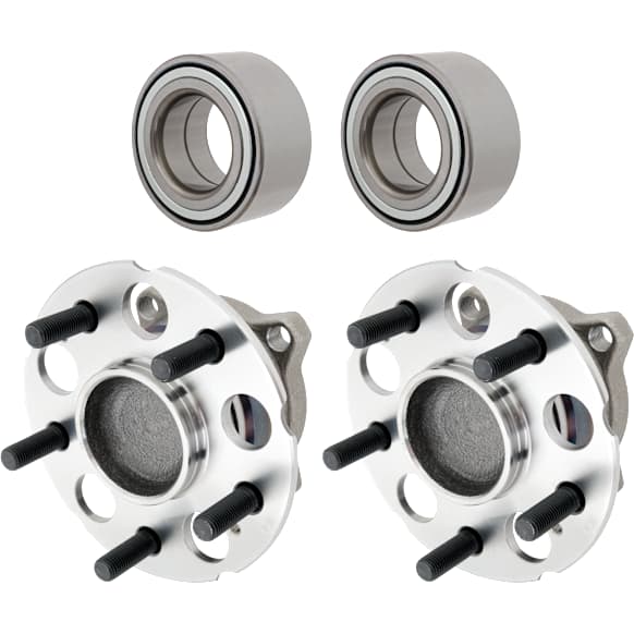 2-Wheel Set Front and Rear Wheel Hub, 4 Lugs, With Bearing, Includes (2) Wheel Bearing and (2) Wheel Hub